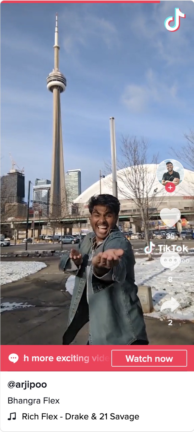 Arjun's Bhangra Flex tiktok screenshot