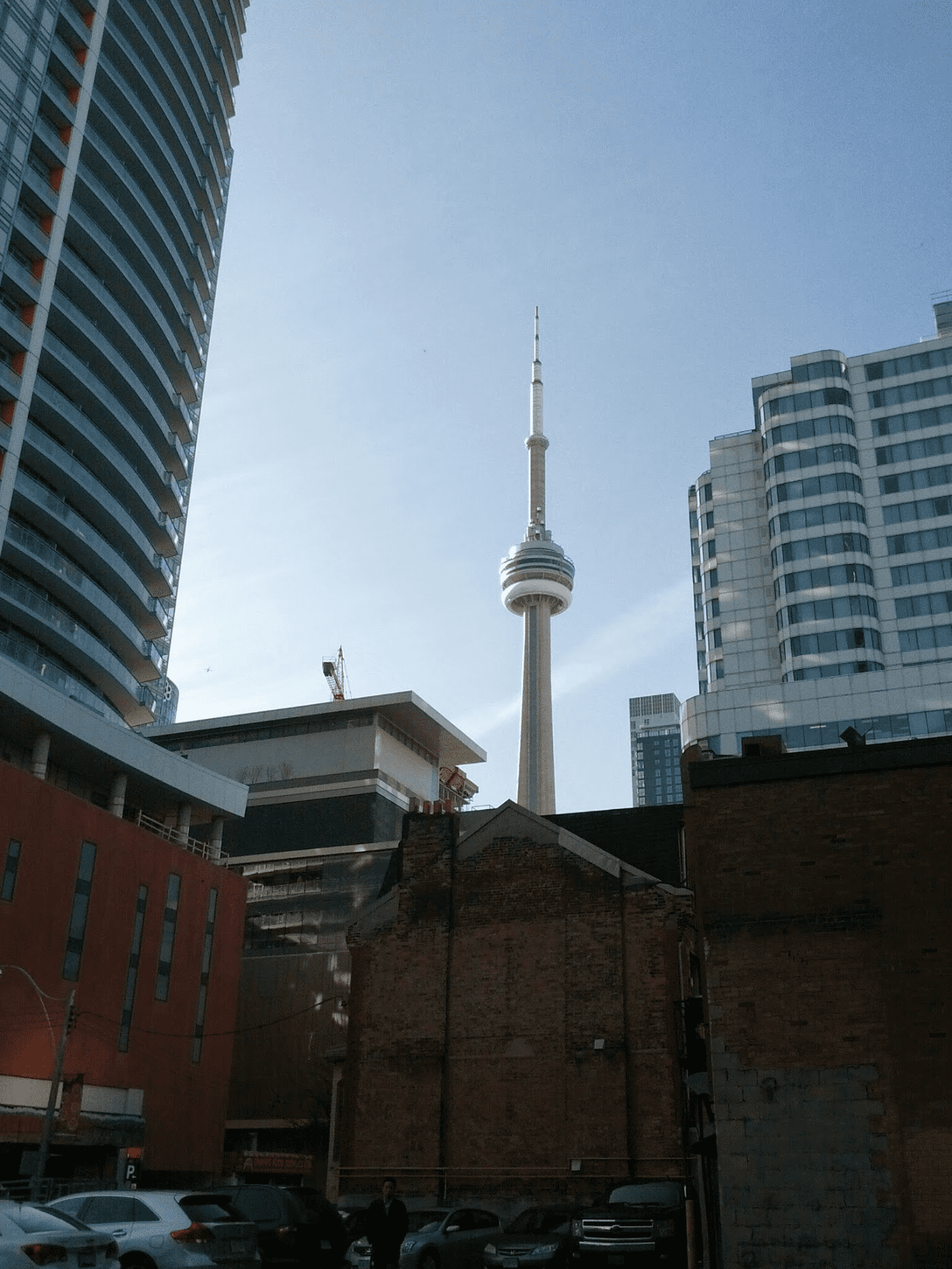 Picture of the CN Tower taken from Adelaide Street in Toronto.